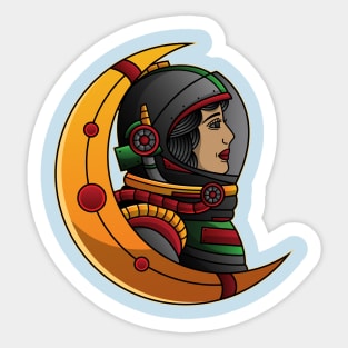 astronaut female traditional moon Sticker